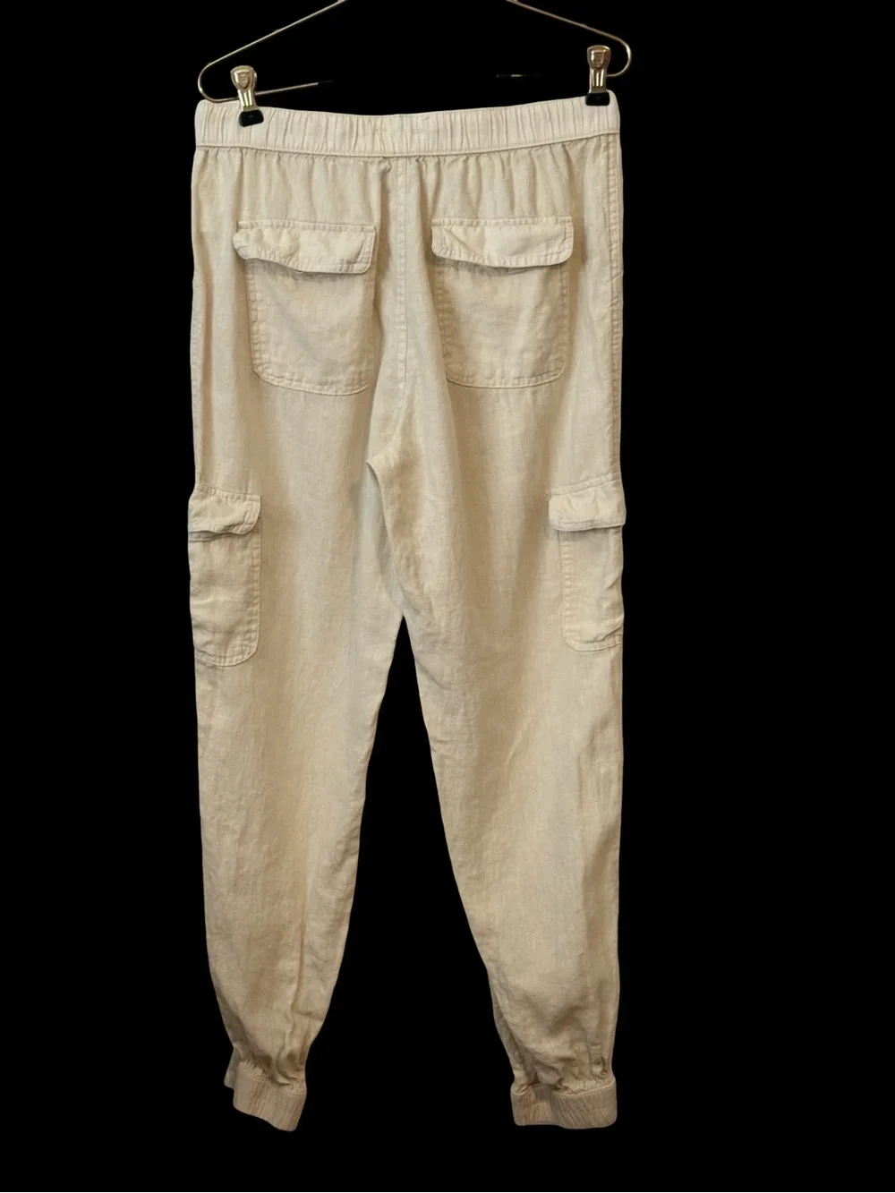 Linen CargoJoggers Women Medium Cream Pull On Draw String Streetwear Gorpcore
